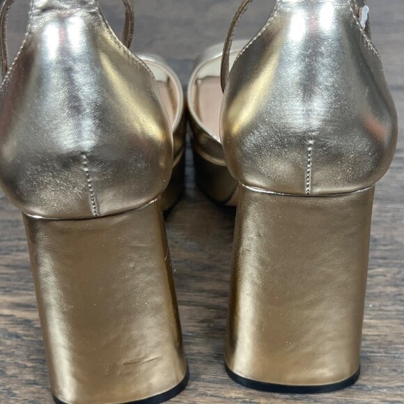 CHELSEA CREW Chaser Metallic Platform Heels in Gold Sz 38 US Sz 7 NWOB - Picture 3 of 7